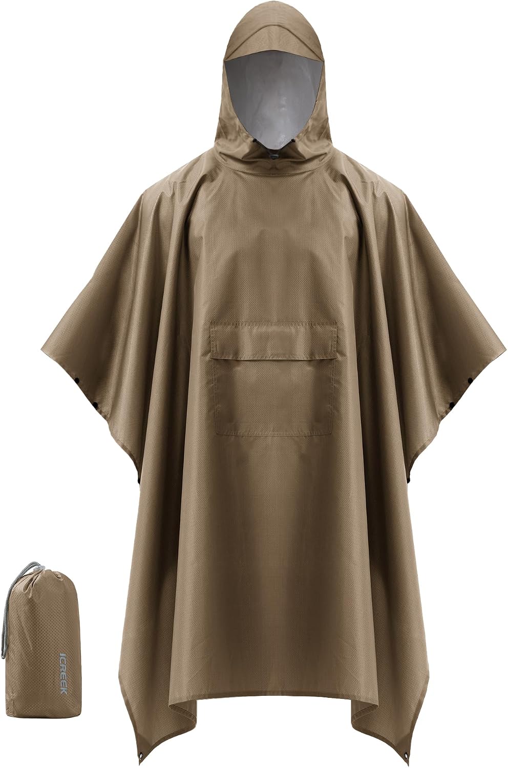iCreek Hooded Rain Poncho Packable Waterproof Unisex Raincoat with Pocket