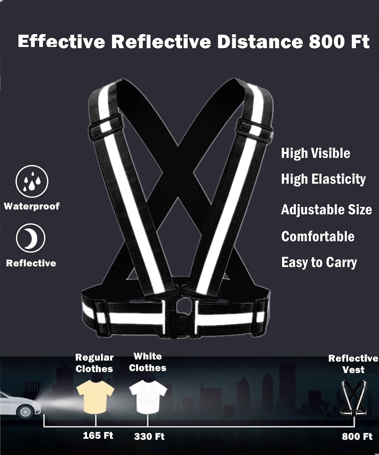 Reflective Vest, High Visibility Safety Vest Straps Reflective Gear for Night Running Walking Cycling for Men Women Kids