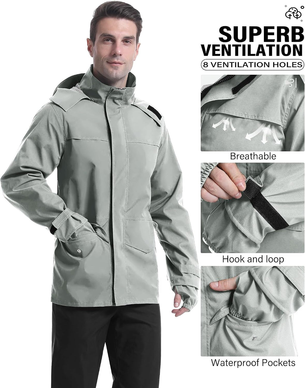iCreek Rain Suit Waterproof Breathable Lightweight 2-Piece Rain Gear Unisex
