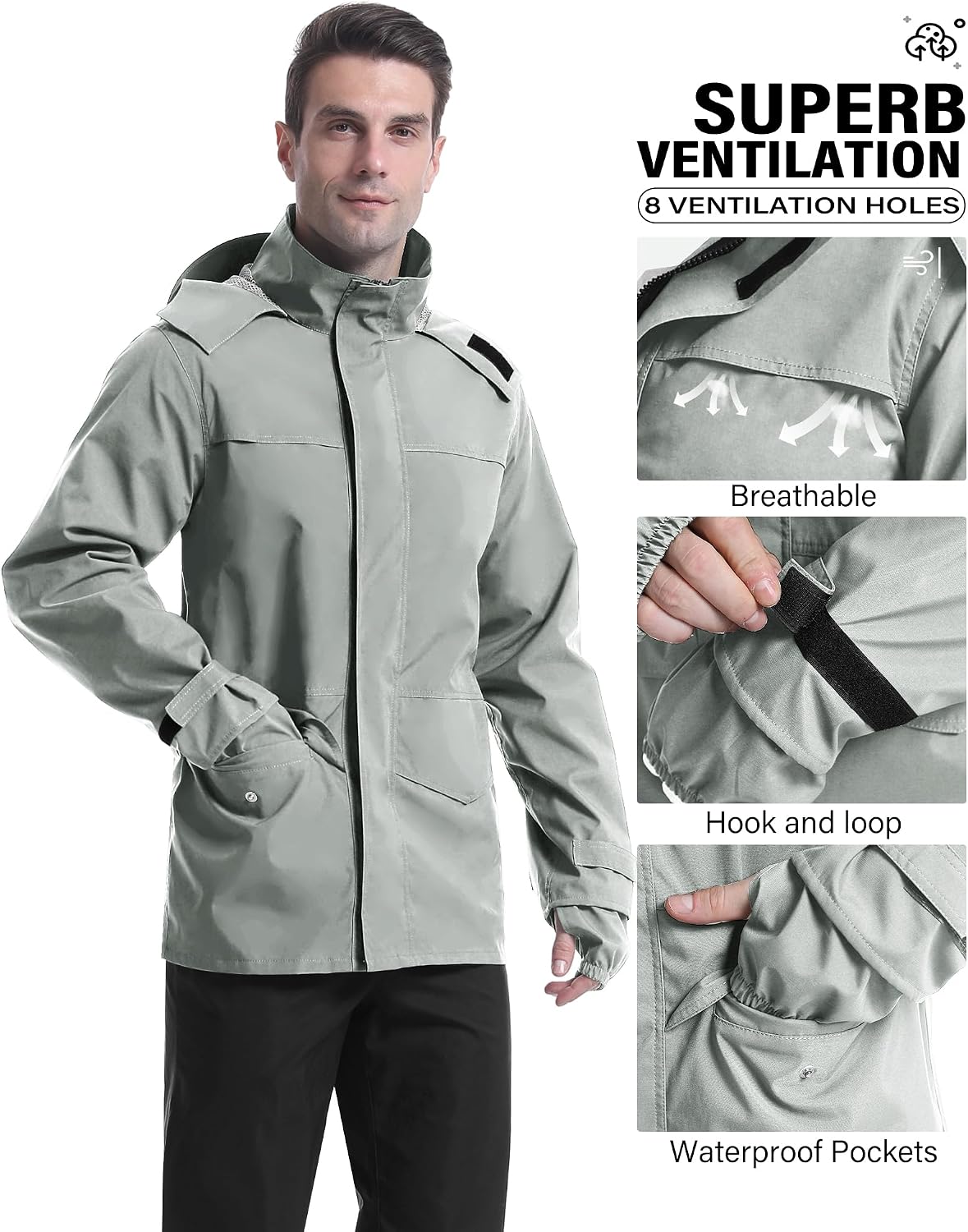 iCreek Rain Suit Waterproof Breathable Lightweight 2-Piece Rain Gear Unisex