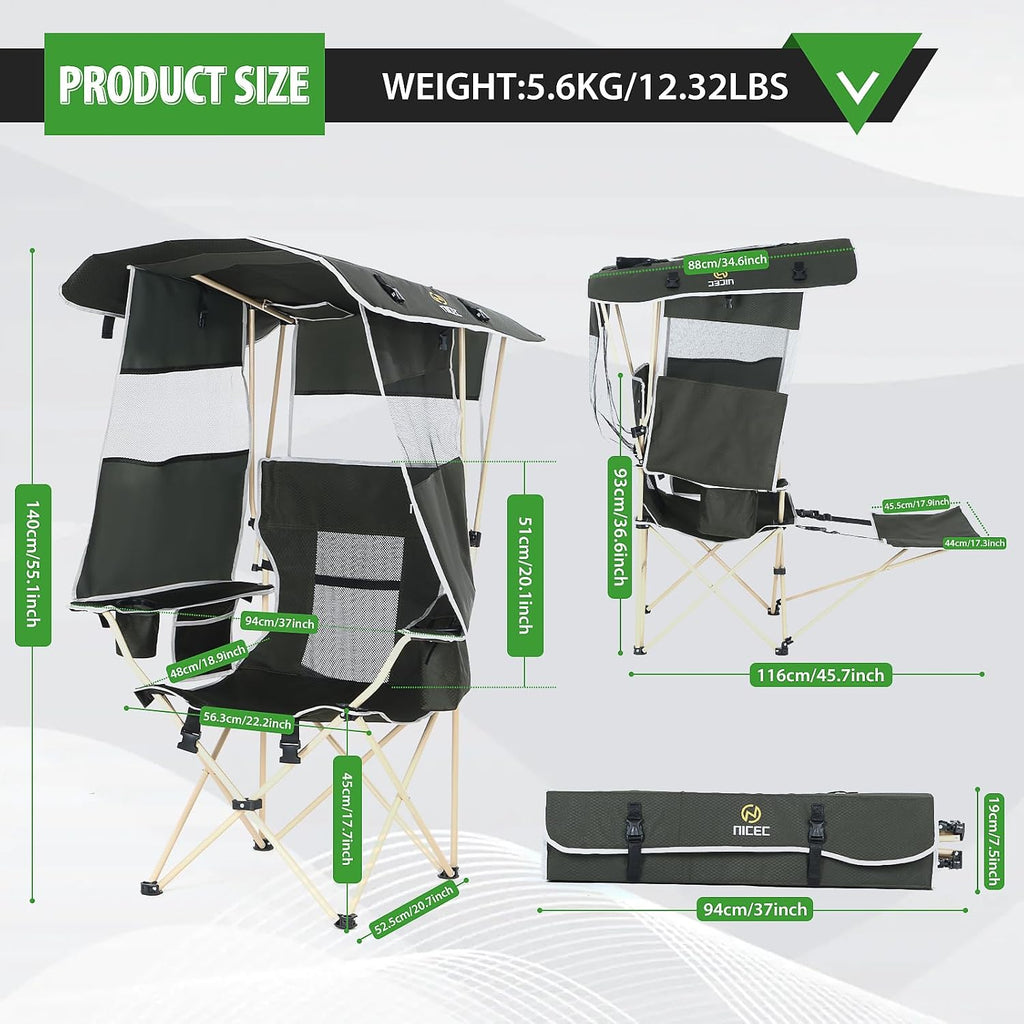 Nice C Canopy Chair with Footrest, Umbrella Camping Chair (2 Pack)