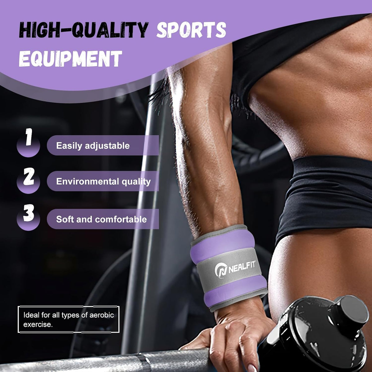 NEALFIT Ankle Weights 1/2/3/4/6/10 LBS for Men Women Kids, Leg Arm Wrist Weights with Adjustable Strap for Running, Aerobics, Strength Training, Physical Therapy, Fitness