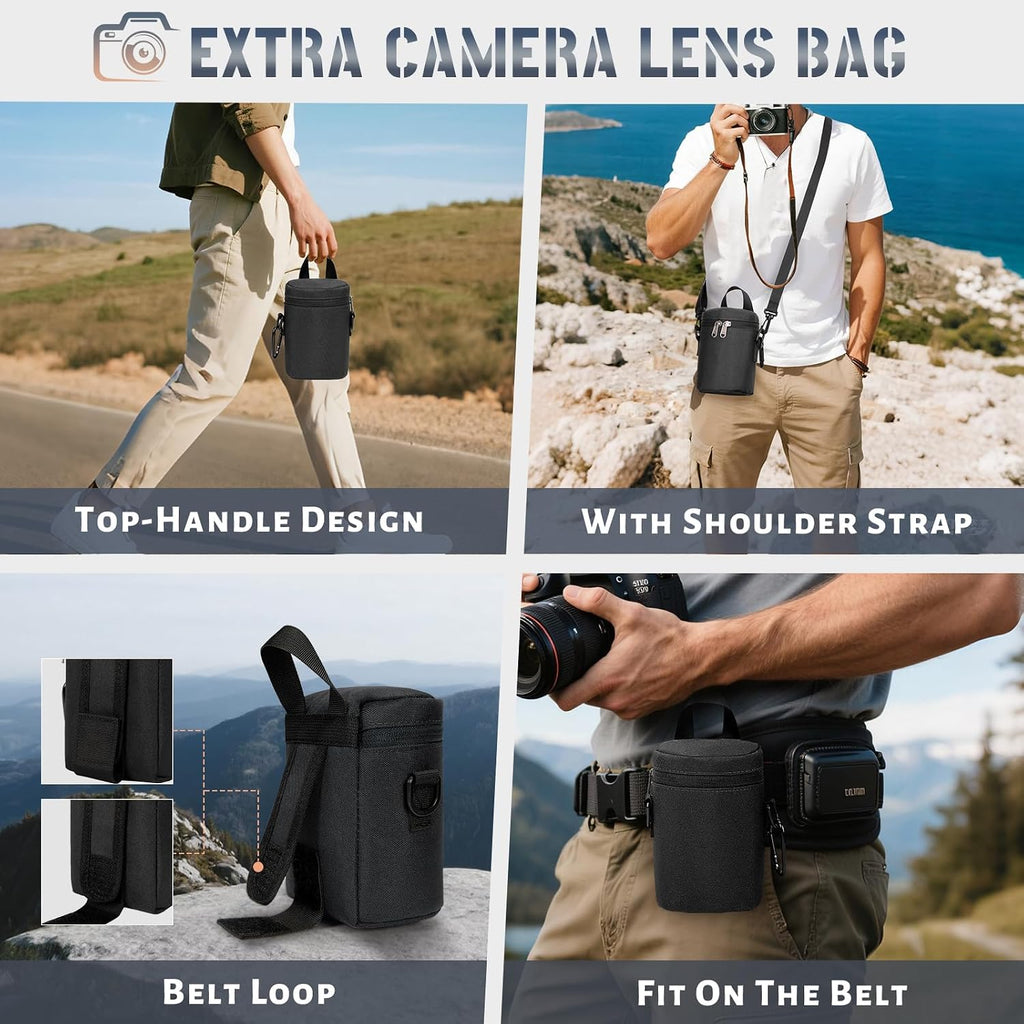 RAINSMORE Camera Backpack Hard Shell for DSLR/SLR Waterproof Camera Bag with Laptop Compartment 15.6 Inch Professional Camera Case with Rain Cover Photography Backpack Bag with Camera Lens Case Black