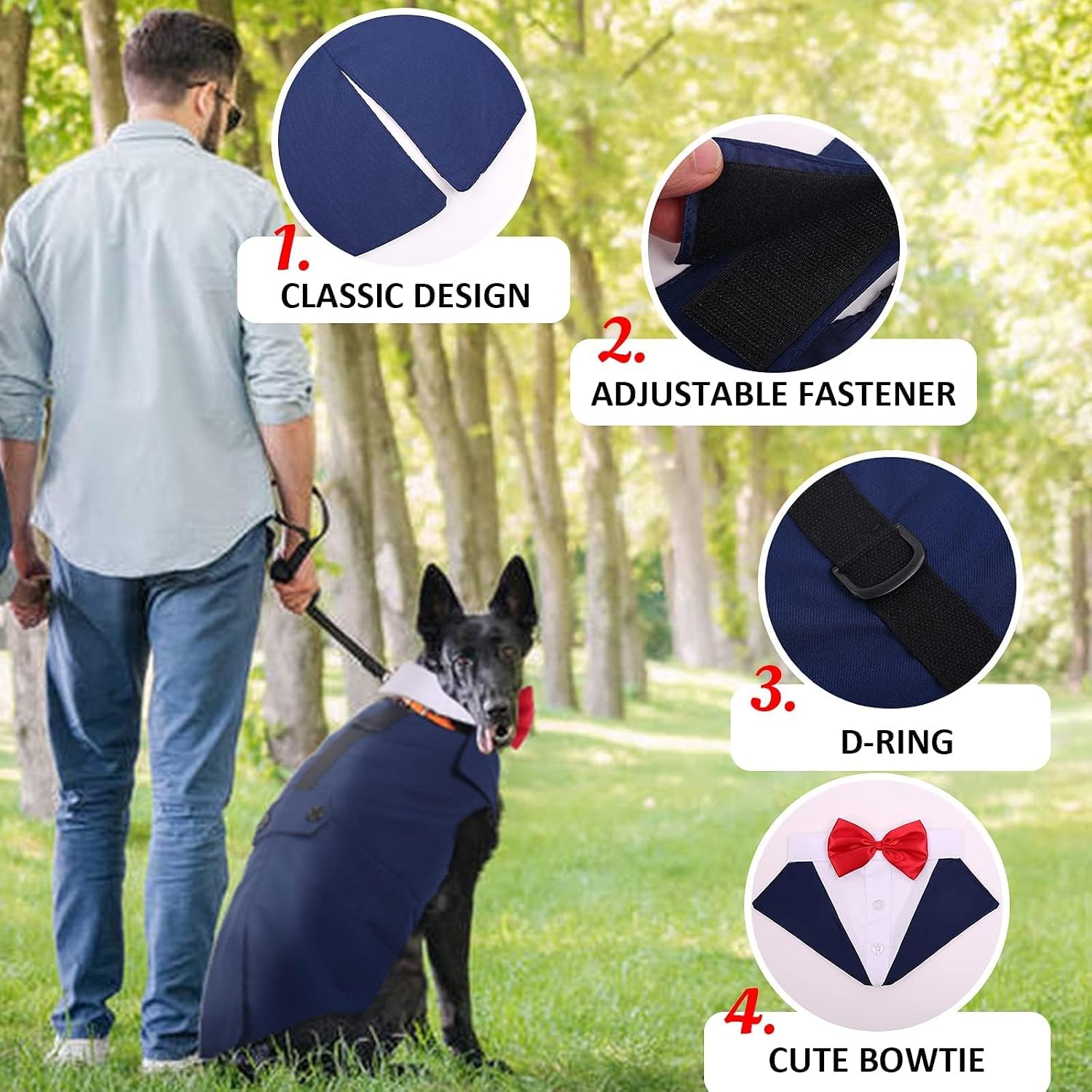 Dog Tuxedo for Large Dogs, Dog Suit and Bandana Set, Dog Costume Outfit