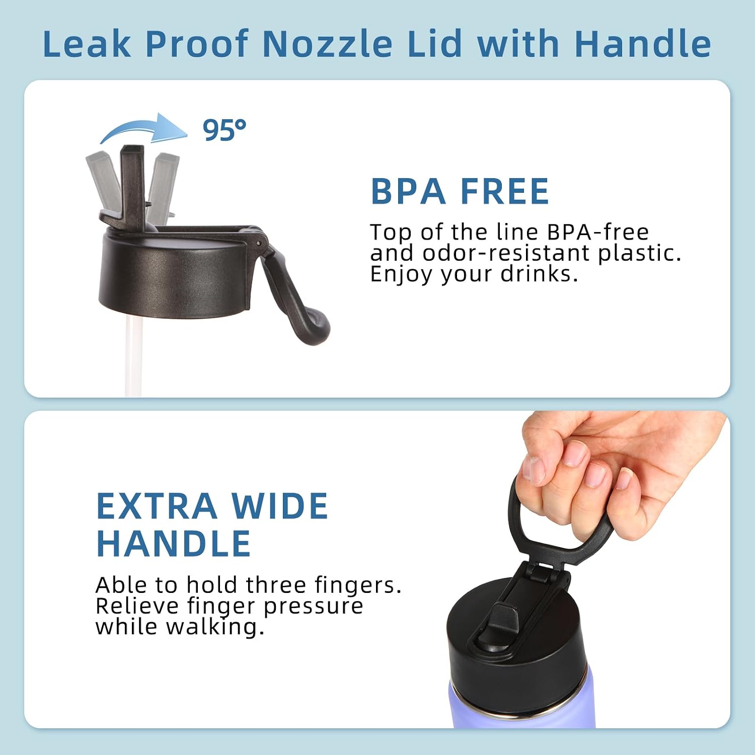 Volhoply 16 OZ Kids Water Bottle Bulk 2 Pack,Insulated Sports Bottles with Straw Lid,Stainless Steel Bottle with Handle Keep Cold&Hot,Double Wall Vacuum Tumbler Cups for School(Assorted, 2)