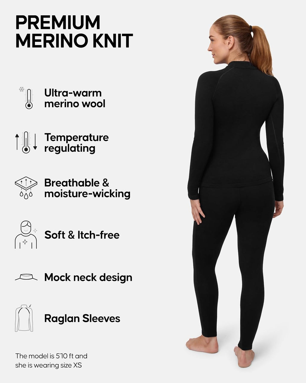 DANISH ENDURANCE Merino Wool Base Layers Women, Extreme Warm Set