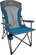 Black Sierra Ventilated Camping Chair, Breathable Mesh Back Folding Seat with Padded Armrests, Lightweight, Portable with Cup Holder & Carry Bag for Outdoors, Beach, Sports, Lawn, Picnic
