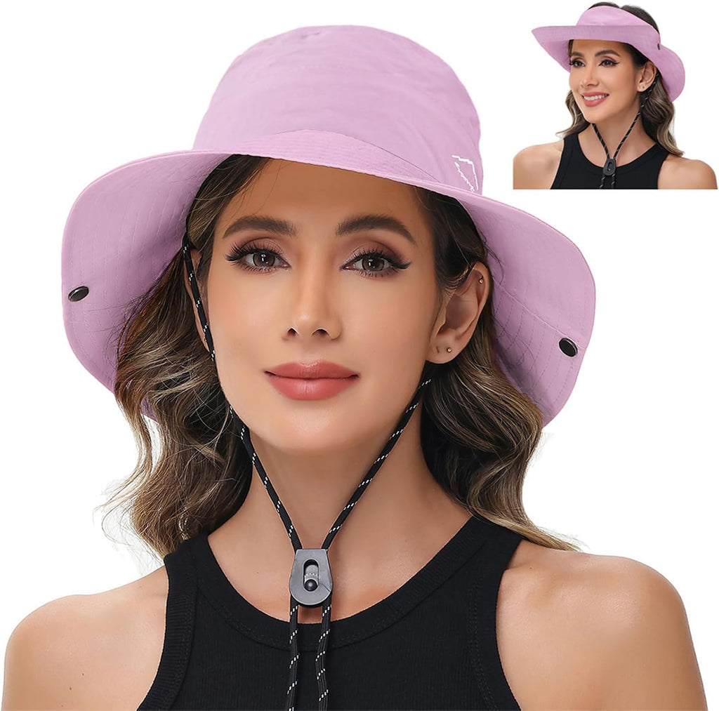 Sun Hats for Women Bucket Hat UV Protection Fishing Hat Wide Brim Safari Hats 2 in 1 Zip-Off Sun Visor Hats UPF 50+