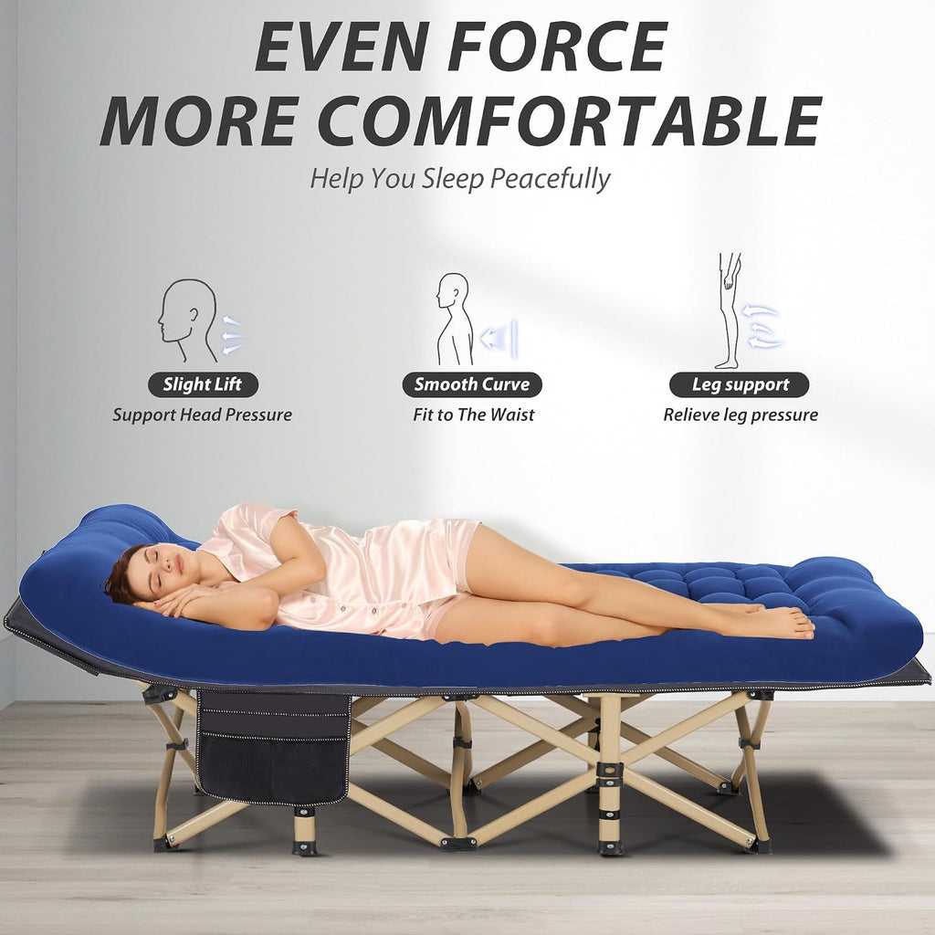 Folding Camping Cot with Mattress for Adults,28" Wide,600LBS