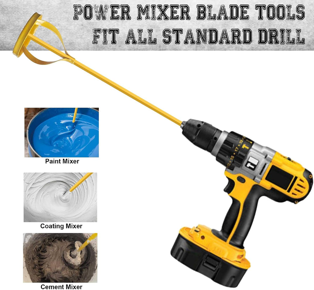 Hanpex 2Pc. Paint and Mud Mixer, Paint Stirrer for Drill in 1 to 5 Gallon Bucket, Suitable for all Standard Drill Bits, Hex Head Anti-slip, Easy Clean, Painting and Plastering Mixer Stirrer Tool