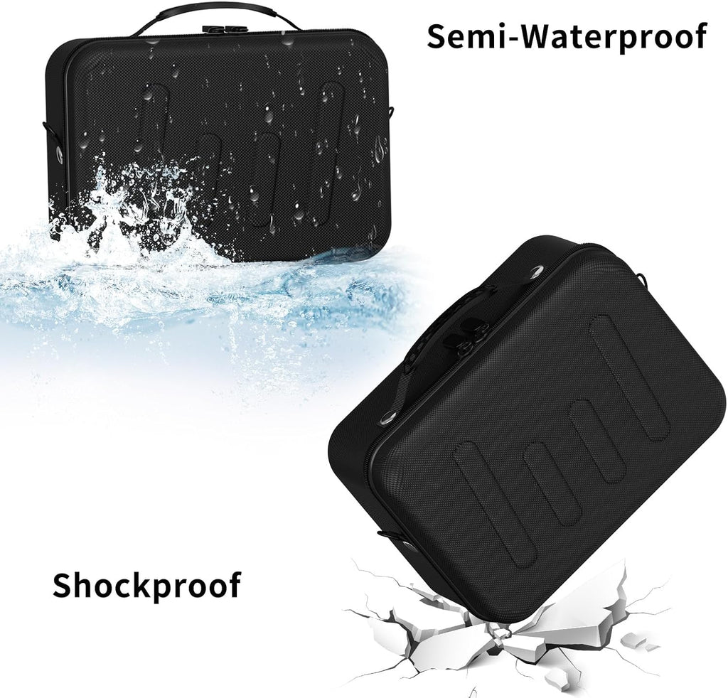 Hard Shell Camera Case Compatible with Canon EOS Rebel T7/R50/R100 and More DSLR & Mirrorless Cameras – Portable Travel Bag with Adjustable Dividers, Mesh Pocket & Shoulder Strap (Black)