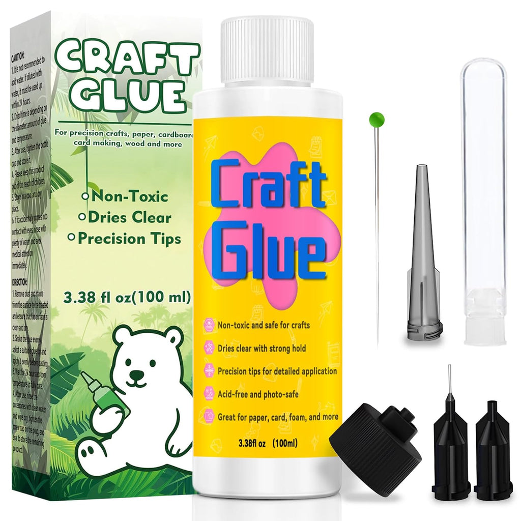 Craft Glue, 3.38 Fl Oz, Quick-Dry, Fine Tip, Dries Clear