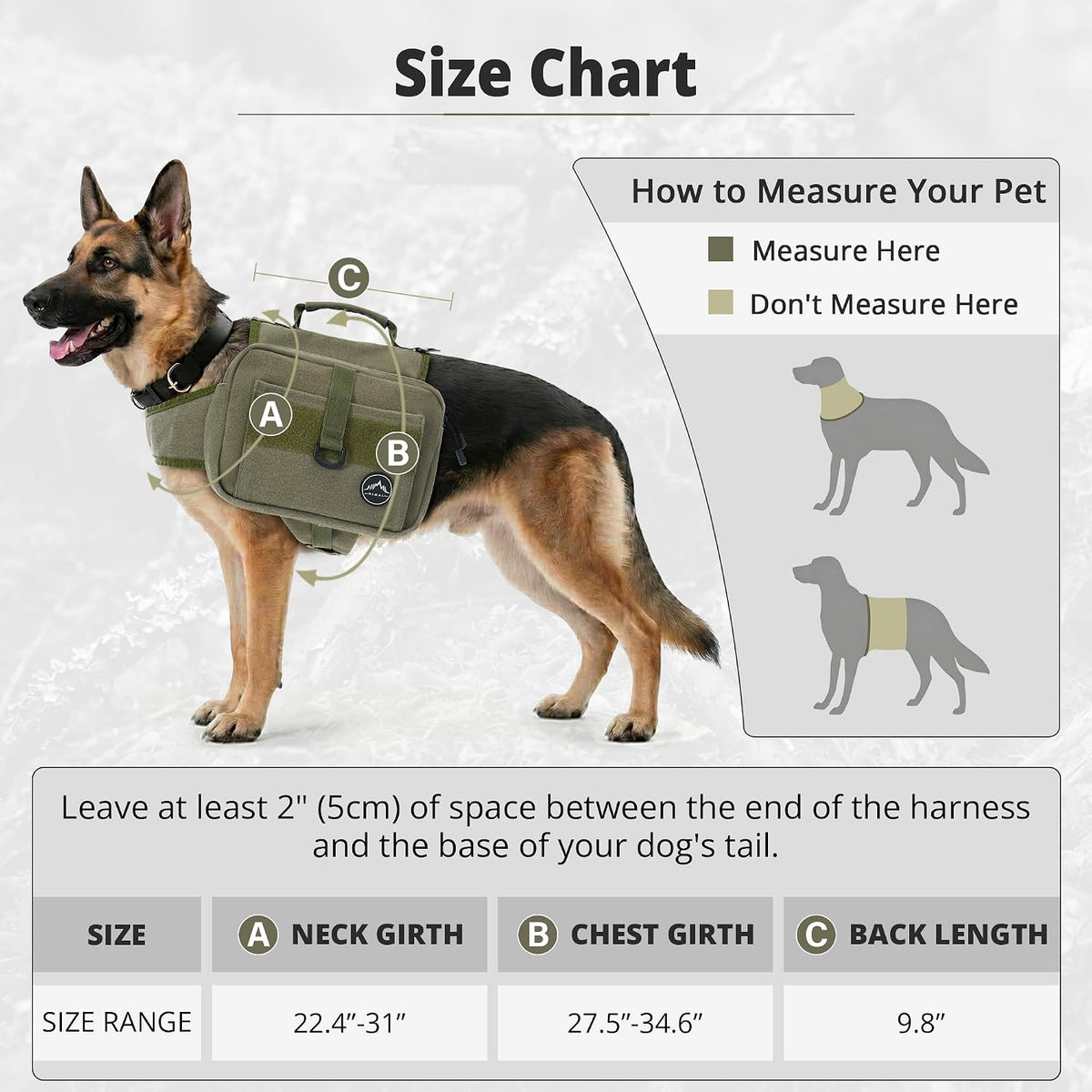 Himal Outdoors Dog Backpack & Saddle Bag, Tactical Hiking Backpack Green