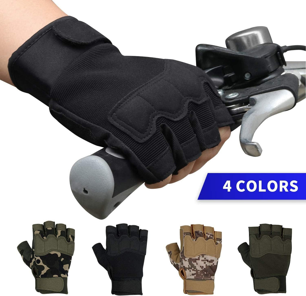 FIORETTO Fingerless Gloves for Men, Breathable Grip Palm Gloves for Motorcycle Riding, Driving, Cycling, Exercise, Workout, Climbing, Hiking and Outdoor Activities M210603