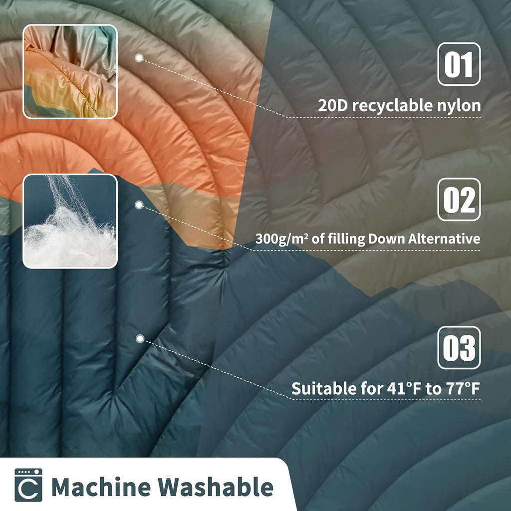 Puffy Camping Blanket,Mini Camp Blanket Outdoor Camping Quilt Waterproof
