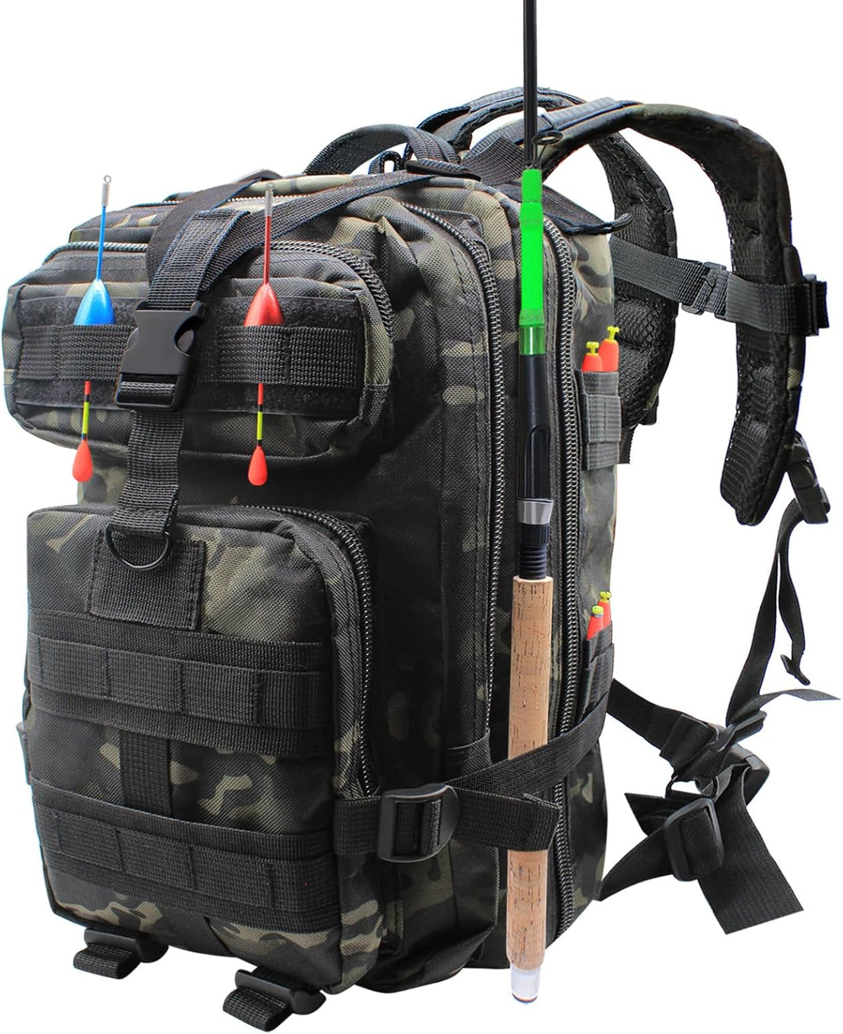 Fishing Tackle Backpack Lightweight Water-Resistant Rod Holder Bag