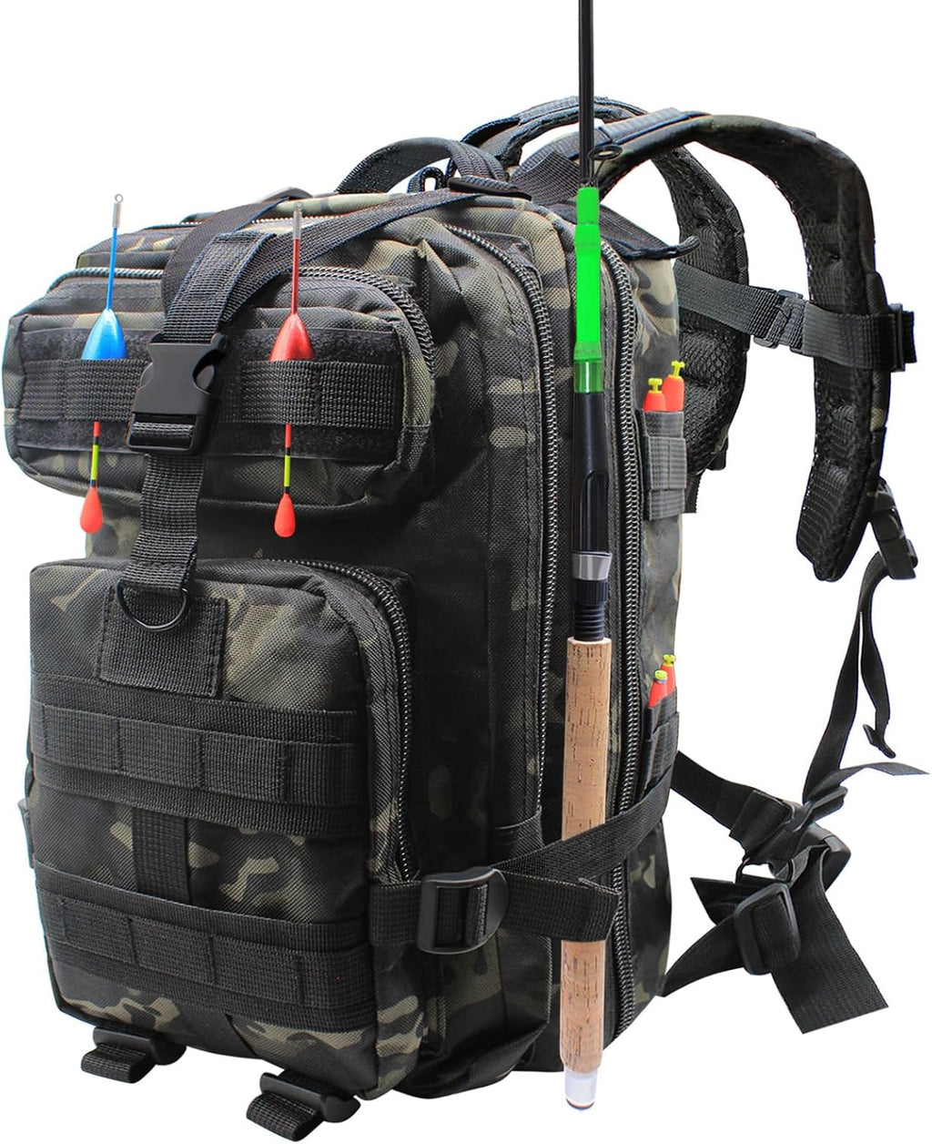 Fishing Tackle Backpack Lightweight Water-Resistant Rod Holder Bag