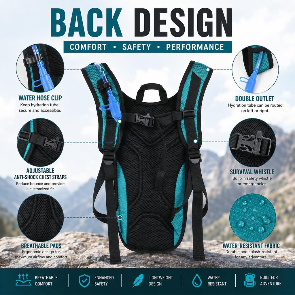Zavothy Hydration Backpack with 2L Hydration Bladder Water Backpack for Hiking Hydration Pack for Running Cycling Hiking