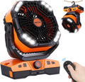 WESTTREE Camping Fan Oscillating Portable Fan Battery Powered Fans Rechargeable Camping essentials with Light Hook, 270° Pivot USB Desk Battery Operated Outdoor Tent Travel