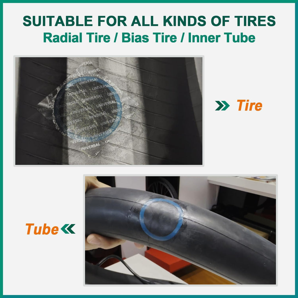 PAX 30 Pcs 32mm Round Universal Tire Patch Kit for Inner Tubes, with 60ml Green Rubber Cement, Tube Patch Kit for Bike, Motorcycle & Inflatable Tires (Not Plug, Not Sealant)
