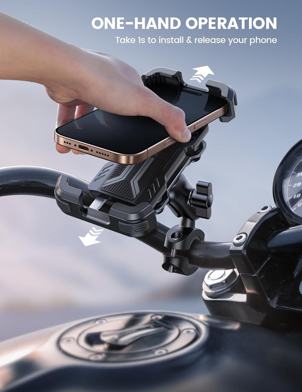 Lamicall Motorcycle Phone Mount Holder with Dual Vibration Dampener