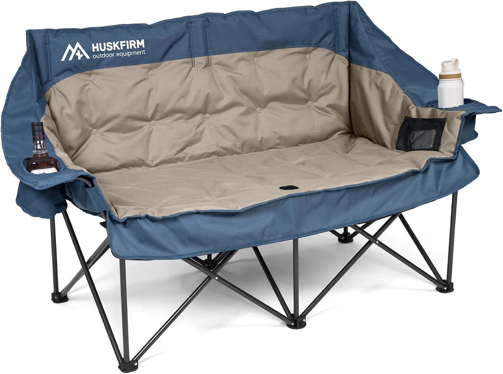 Oversized Double Camping Chair Padded Camping Chairs for Adults,Black