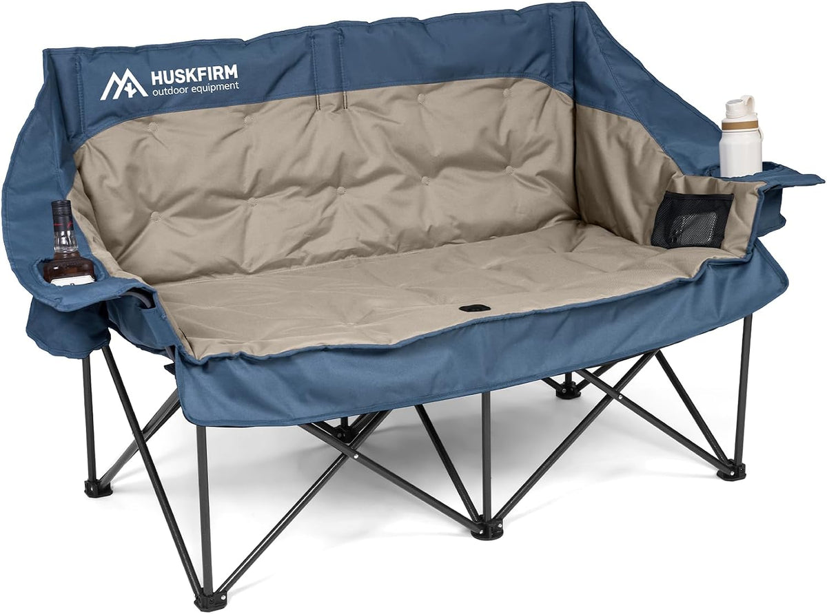 Oversized Double Camping Chair Padded Camping Chairs for Adults,Blue