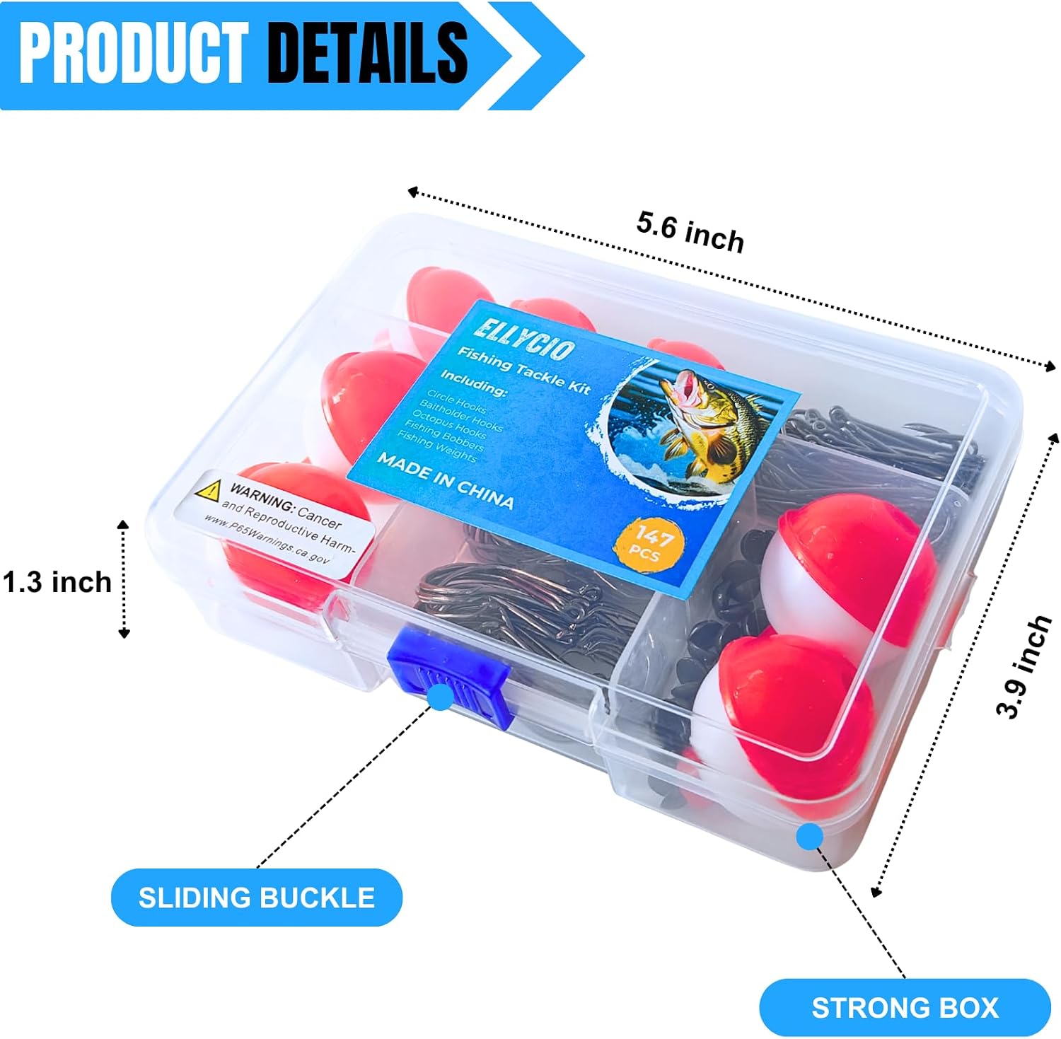 147PCS Fishing Tackle Kit with Fishing Bobbers, Fishing Hooks