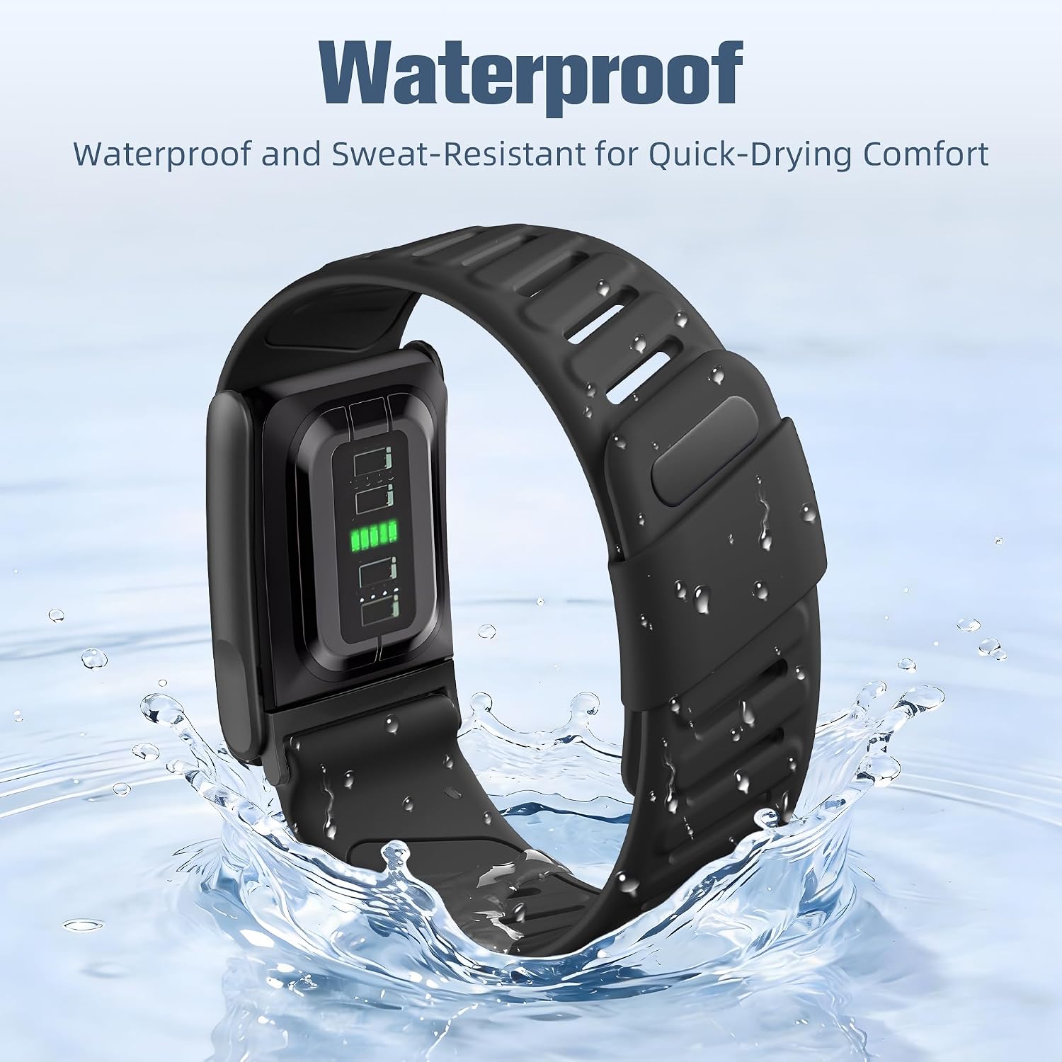 Getino Sport Band Compatible with Whoop 5.0 Bands One, Peak and Life/MG, Breathable Waterproof Silicone Adjustable Replacement Accessories Strap for Whoop Band 5.0 Fitness Activity Tracker, Black