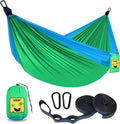 SZHLUX Kids Hammock - Kids Camping Gear, Camping Accessories with 2 Tree Straps and Carabiners for Indoor/Outdoor Use, Sapphire Blue & Grass Green
