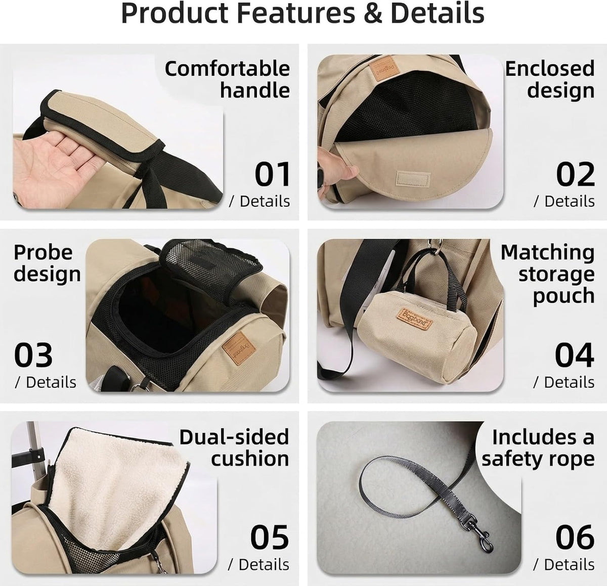Dog Backpack Carrier – Comfortable Travel Bag for Pets –Khaki