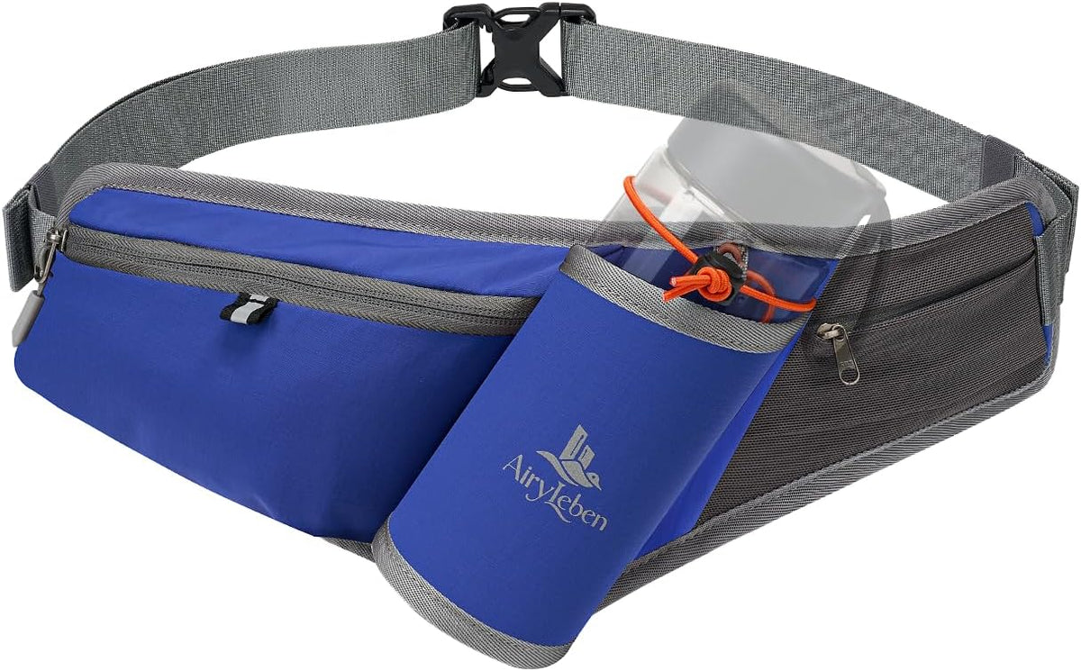 Fanny Pack with Water Bottle Holder, RFID Blocking & Water Resistant Crossbody Belt Bag for Women Men, Lightweight Adjustable Waist Bag for Running, Hiking, Cycling & Walking (Orange)
