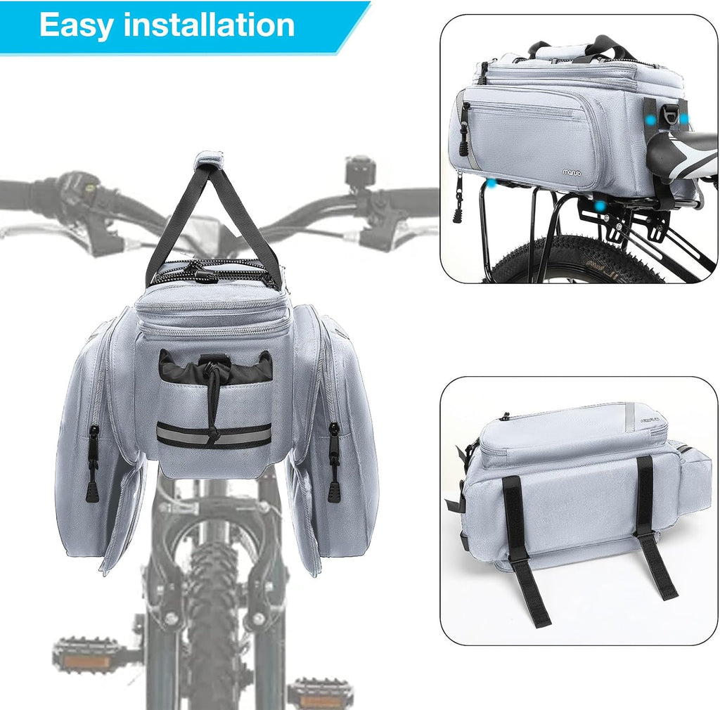 MOSISO Bike Rack Bag with Rain Cover, Bike Trunk Cooler Handag,Gray