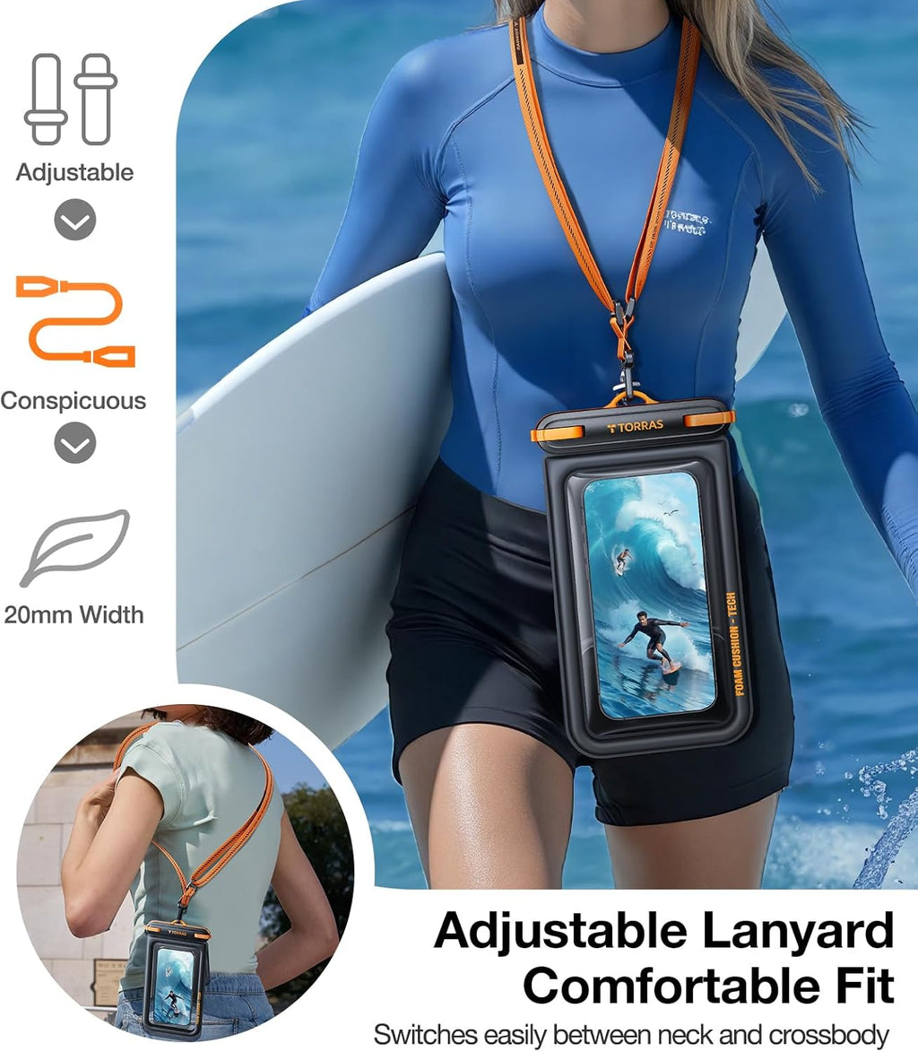 TORRAS IP68 Waterproof Phone Pouch Floating with Double Space 7.0", Black