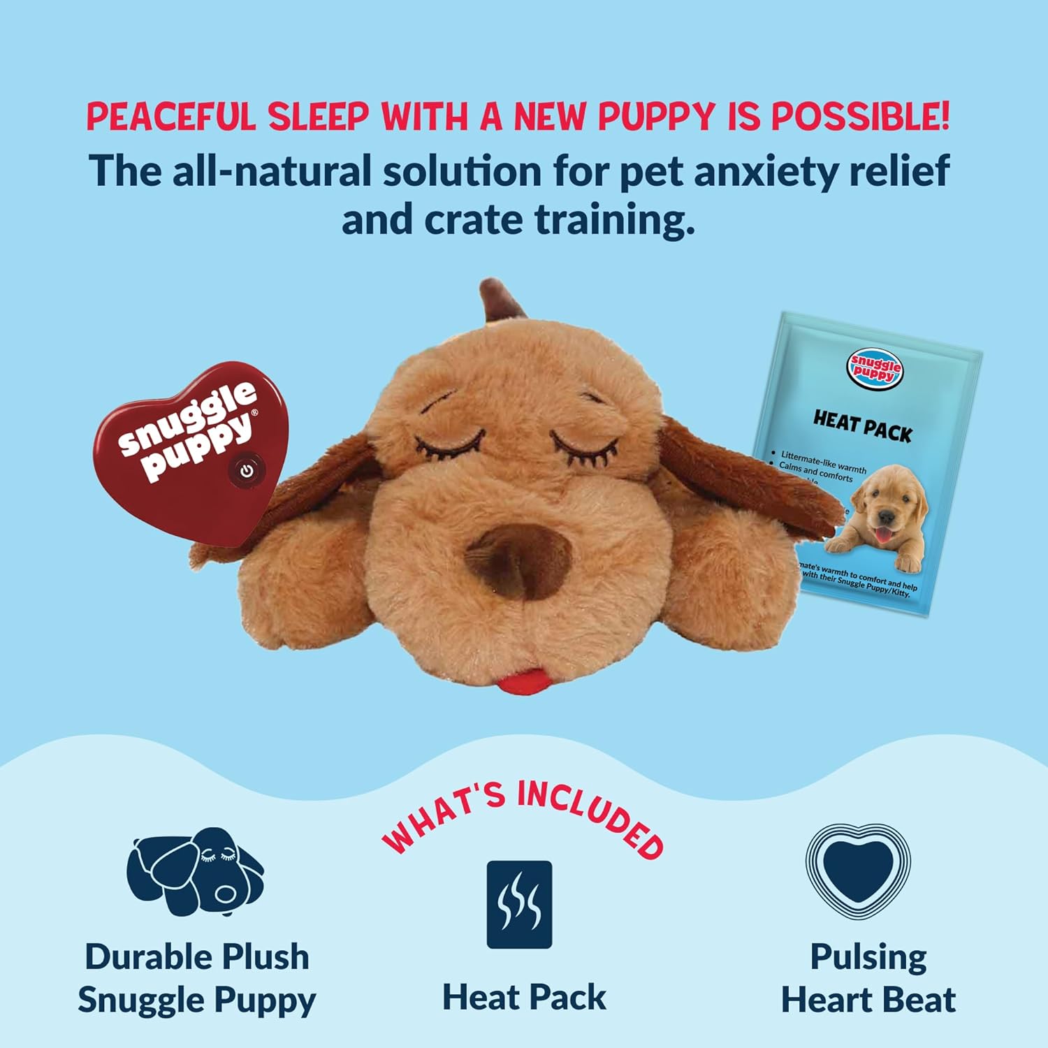 Snuggle Puppy Heartbeat Toy, Calming Comfort, Medium Breeds - Biscuit