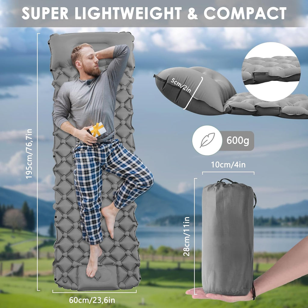 Camping Sleeping Pad, Ultralight Self Inflating Camping Mat with Air Pump