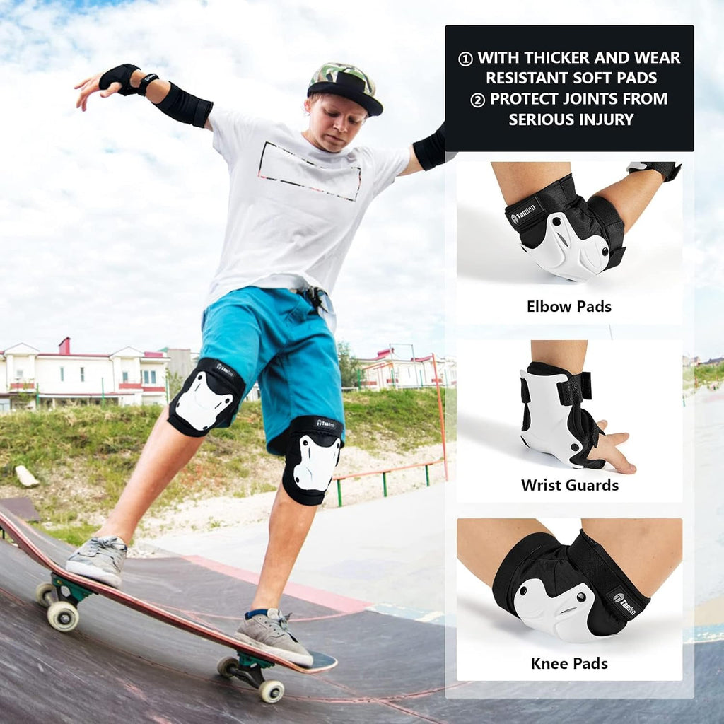 Tanden Skating Protective Gear Knee and Elbow Pads Wrist Guards for Roller Skating Skateboarding, Skate Pads Adult Knee Pads