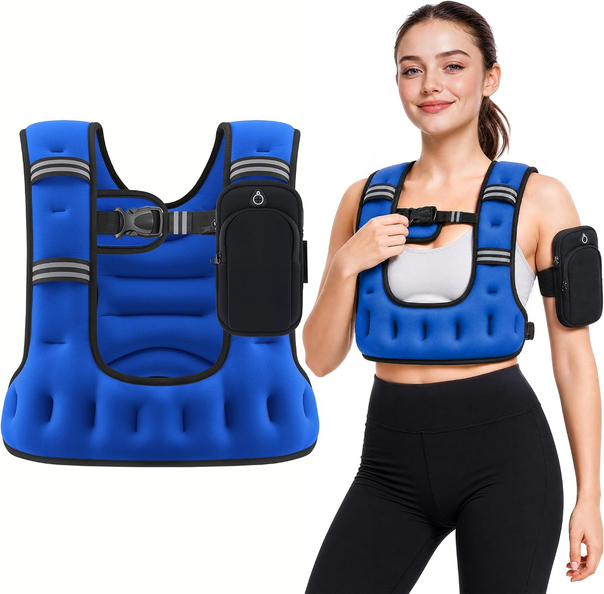ZELUS Weighted Vest for Women & Men, U-Shaped Running Vest with Arm Pocket