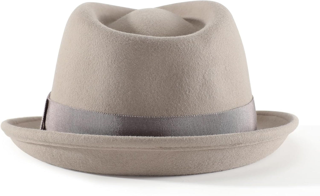 Home Prefer Men's Wool Felt Winter Hat Short Brim Fedora Hat