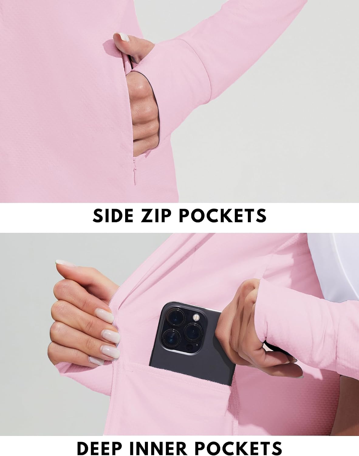 COOrun Women's UPF 50+ Jackets Sun Protection Golf Athletic Jackets Lightweight Full Zip Long Sleeve Shirts with Pockets