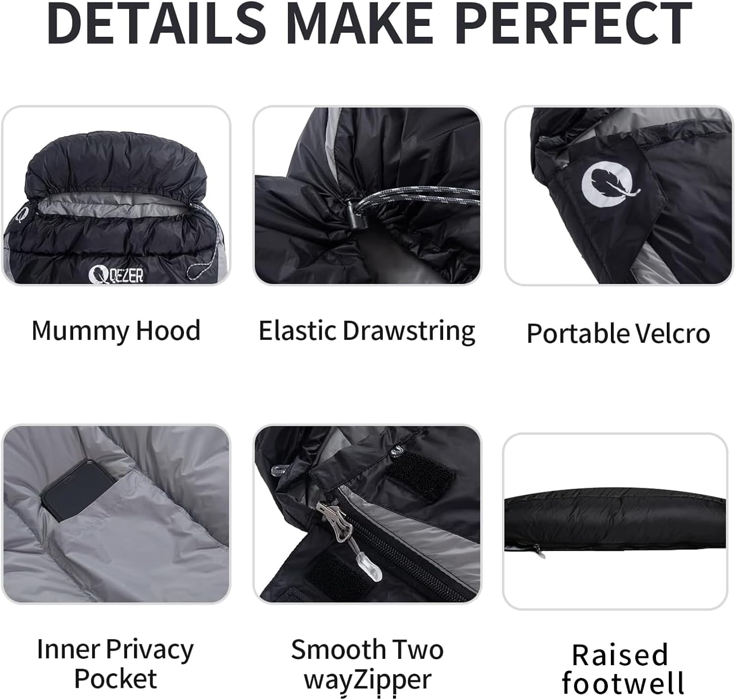 Down Sleeping Bag for Adults, 600FP Cold Warm Weather Backpacking