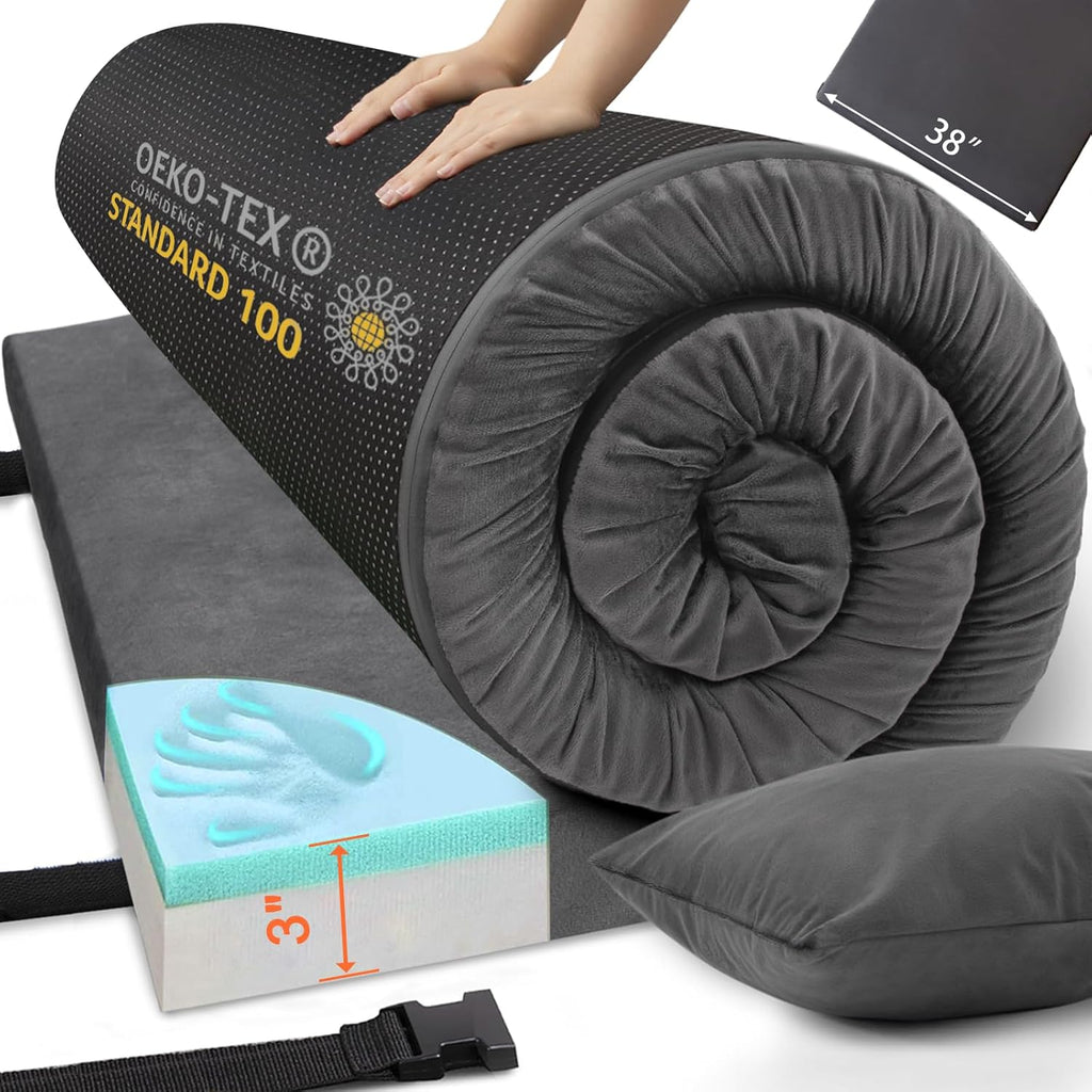 Sleeping Pad for Camping, Portable Roll Up Memory Foam Mattress