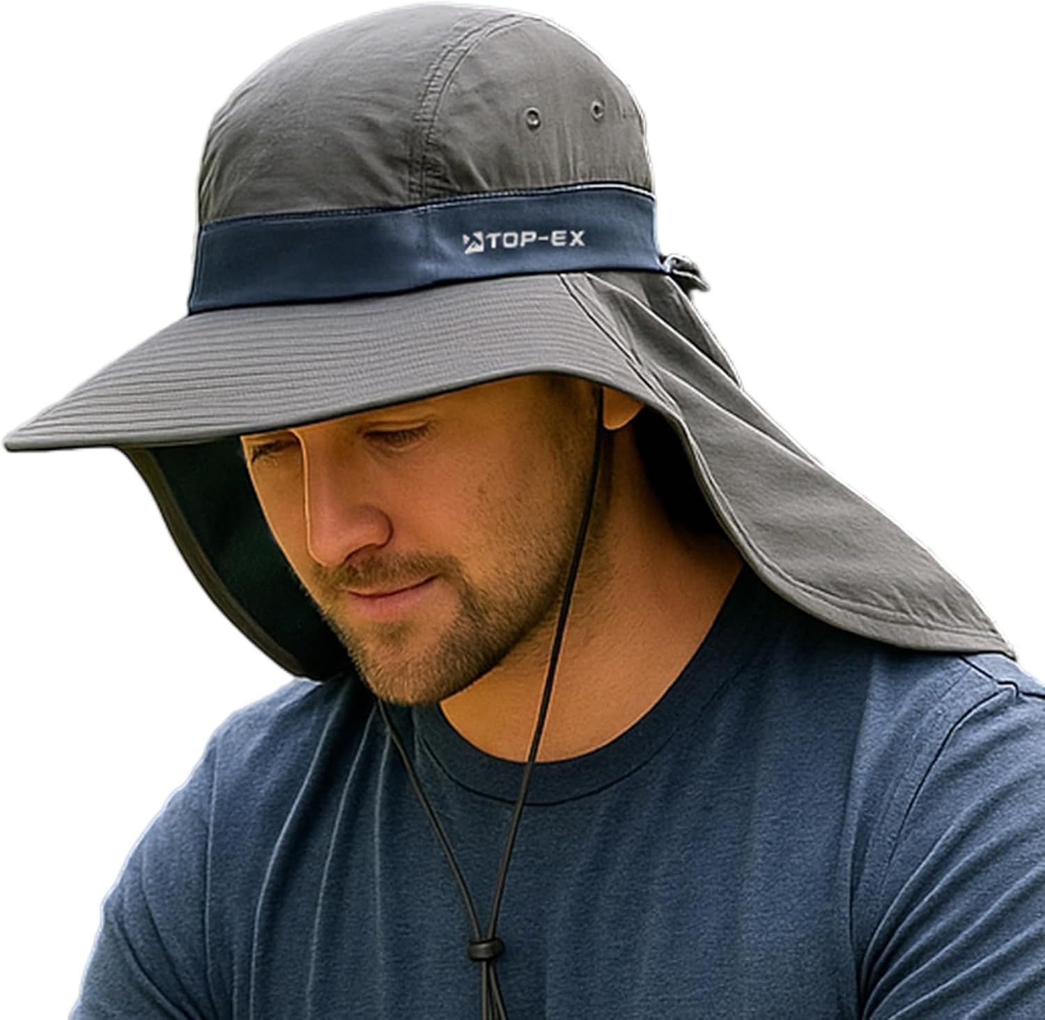 TOP-EX UPF 50+ Cooling Wide Brim Sun Hat for Men with Neck Flap, Packable