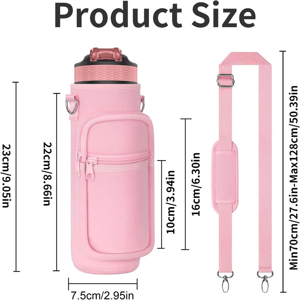Water Bottle Sling Bag with Storage Pockets & Strap for Hiking Gym Walking