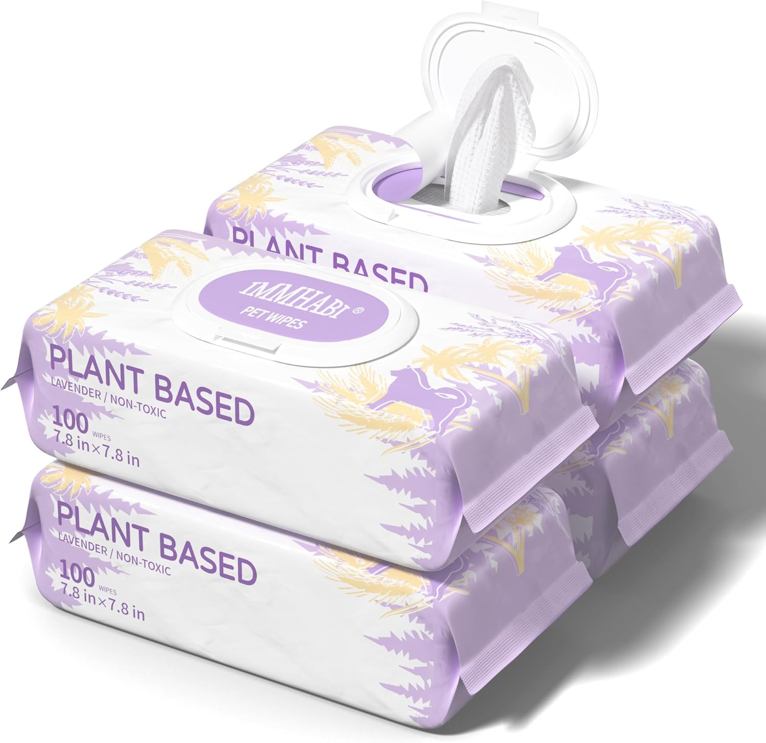 IMMHABI 400 Count Lick-Safe Dog Wipes, Lavender Plant-Based Hypoallergenic Dog Wipes for Paws, Butt, and Anal Gland Care, Cleansing & Deodorizing for Puppies