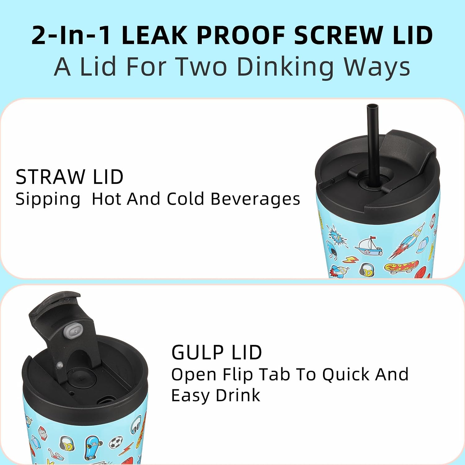 BJPKPK 18 oz Coffee Tumbler with Straw, Insulated Stainless Steel Cup