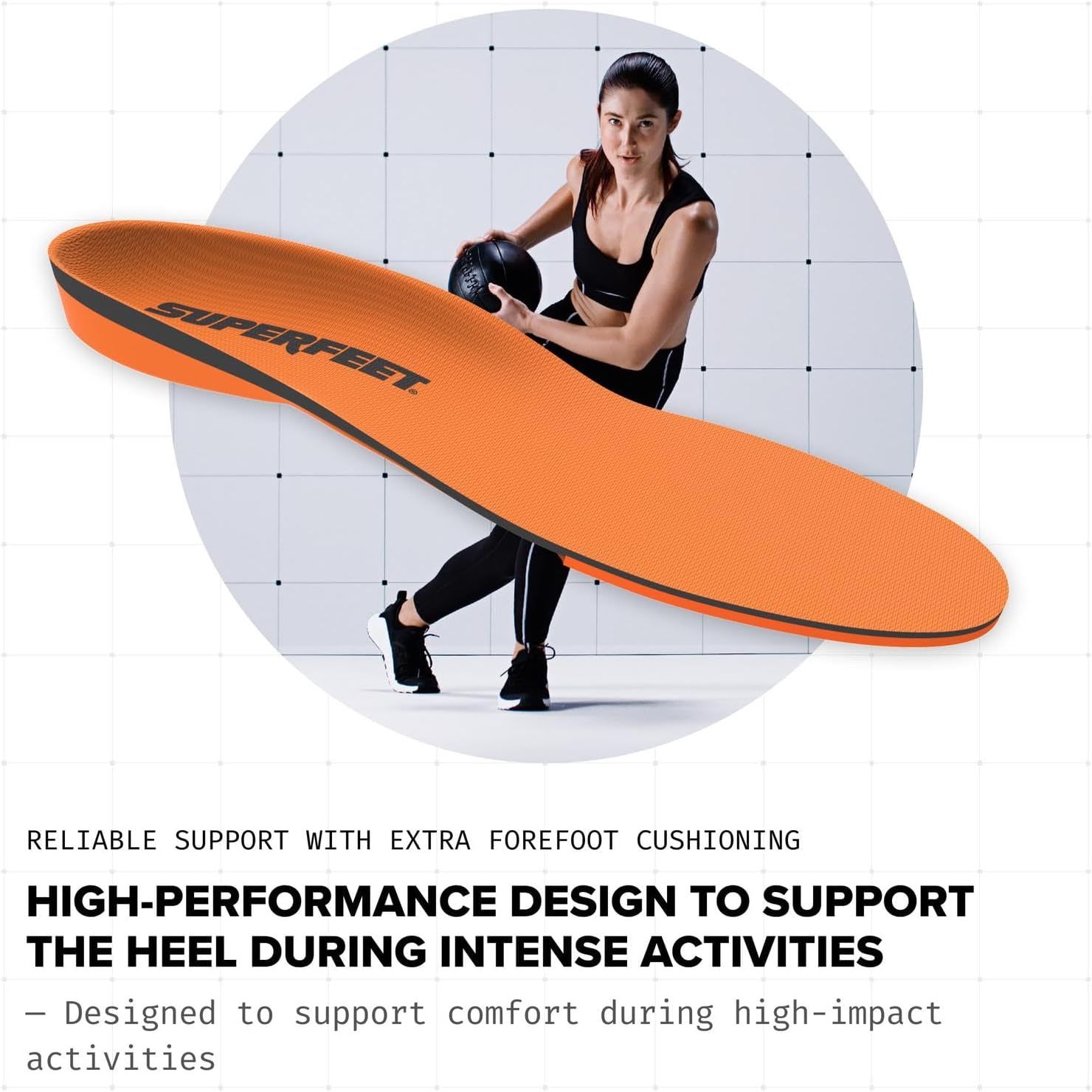 Superfeet All-Purpose High Impact Support Insoles (Orange) for Active Lifestyle with High Arch Support - Men 13.5-15
