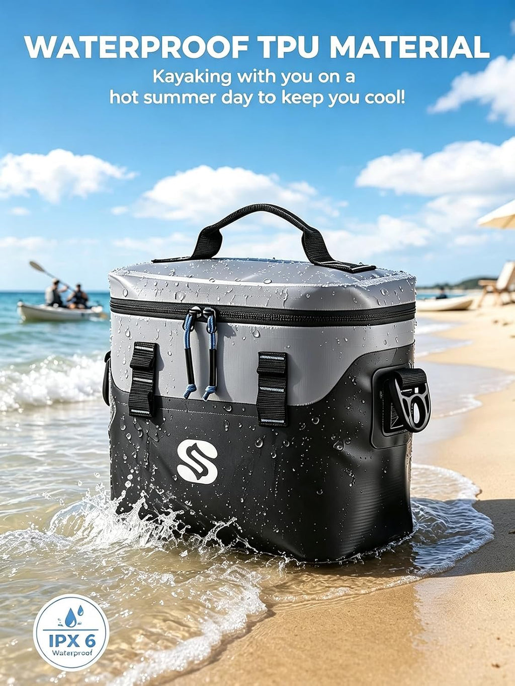 Small Soft Cooler Bag, 9 Can Insulated Lunch Box, Ultrasonic Welded Leak-Proof Cooler, IPX6 Waterproof Portable Lunch Bag for Work, Beach, Camping & Travel, Black