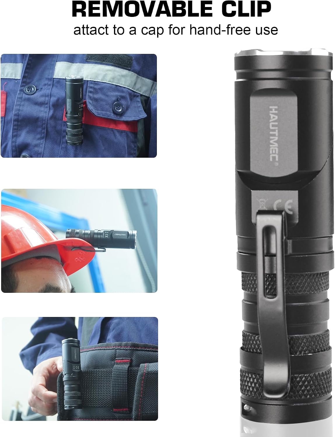HAUTMEC 1400 Lumen Rechargeable Flashlights LED EDC Flashlight with 90 Degree Flashlight Swivel Head 5 Modes Pocket Flashlights Magnetic Base for Camping, Working, Outdoor, Hiking, Emergency