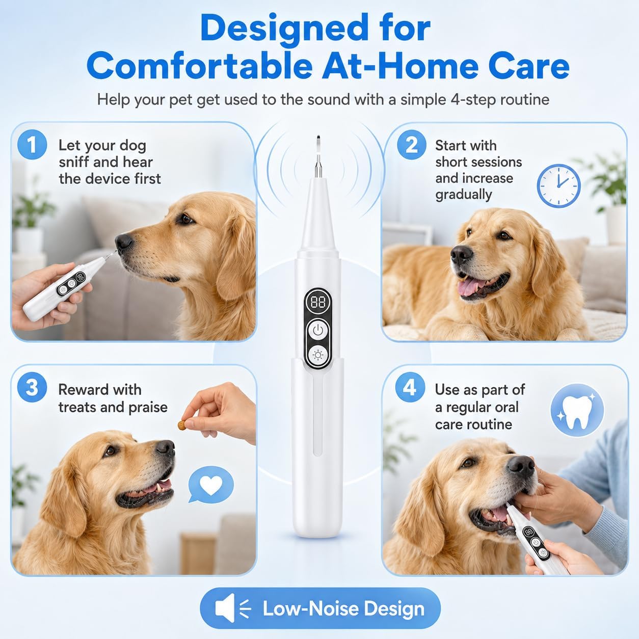Dog Plaque Remover kit,with UV Sanitizing Chamber,6 Modes,Waterproof | Stores & Sanitizes Metal Tips After Use,6 Cleaning Modes for Different Needs,dog teeth cleaning,plaque remover for teeth